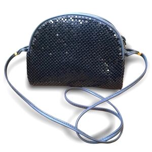 1980s Whiting and Davis Black Metal Mesh Crossbody Bag